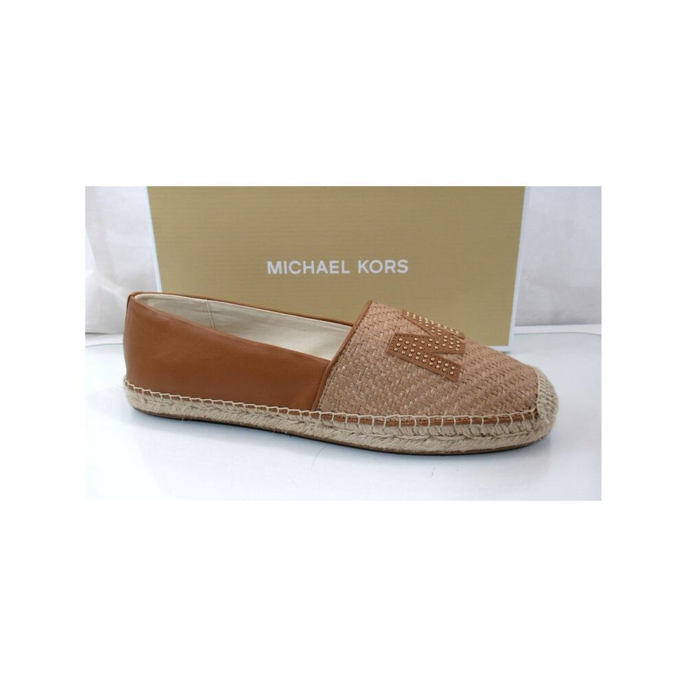 Michael Kors Kendrick Toe Cap Espadrille Flat Shoes MK Natural / Acorn Size 9.5